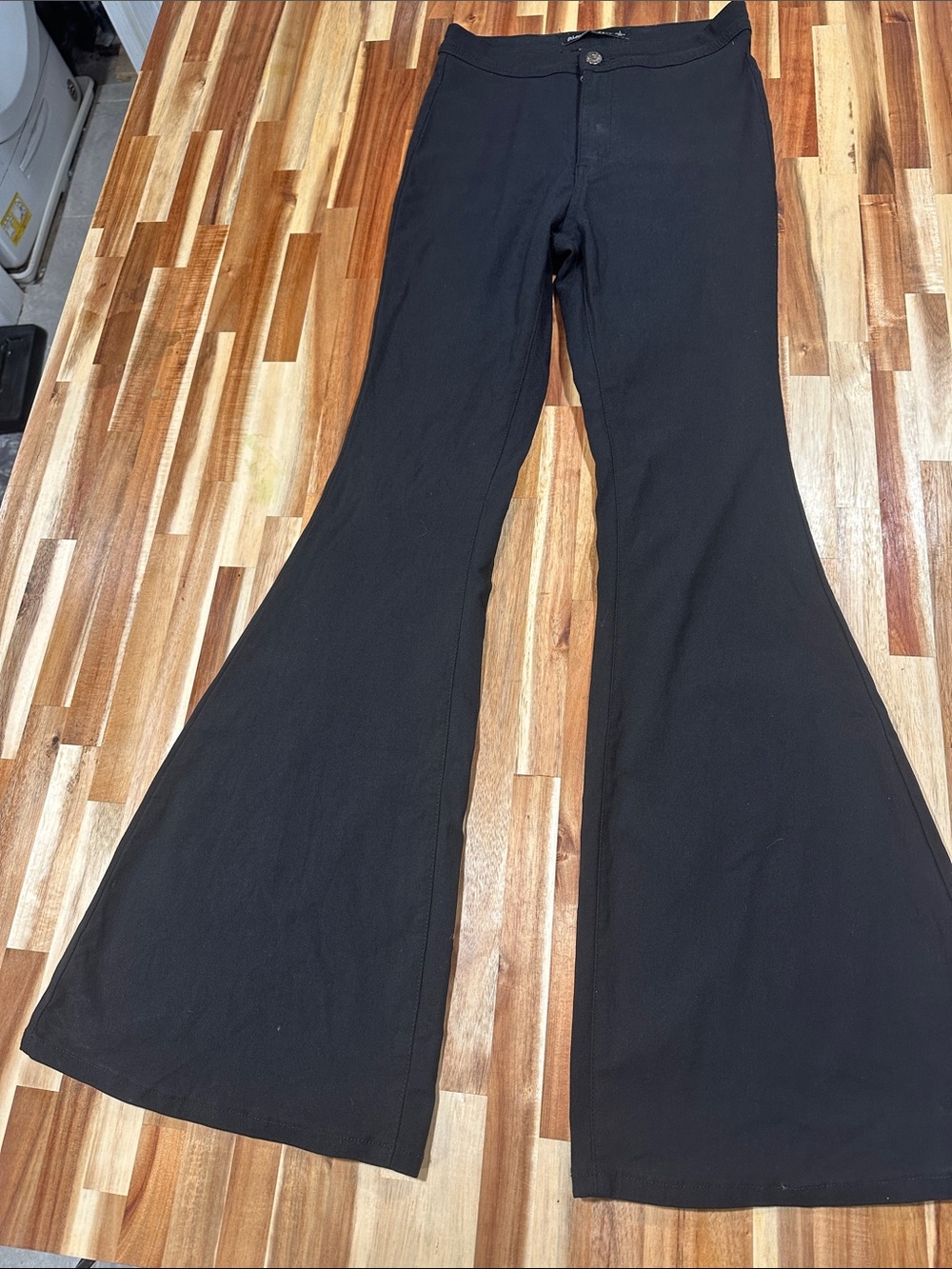 Women's Black Flared Pants with High-Rise Waist 602